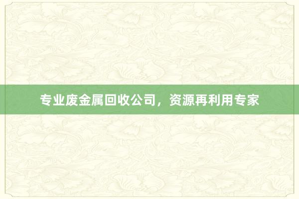 专业废金属回收公司，资源再利用专家